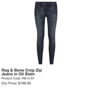 rag & bone Zip Crop Jeans in Oil Stain Size 28